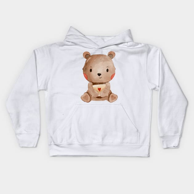 Cute Valentines Day Teddy Bear Kids Hoodie by MutchiDesign